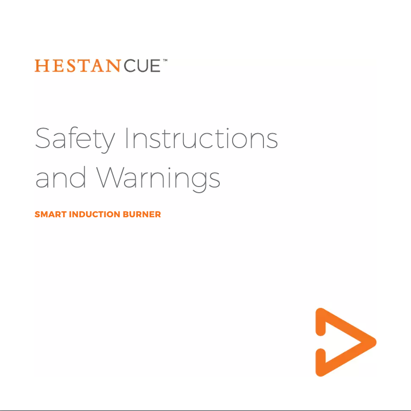 Página 1 del manual Instrucciones de seguridad Hestan Cue Induction Burner 41000