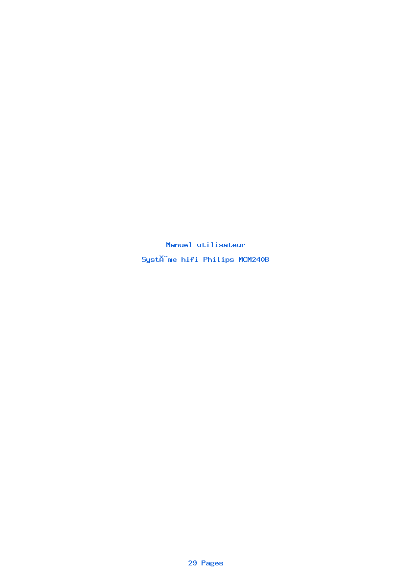 Page 1 de la notice Manuel utilisateur Philips MCM240B
