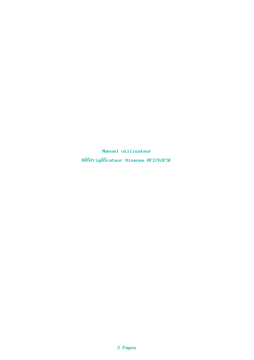 Page 1 de la notice Manuel utilisateur Hisense RF27A3FSE