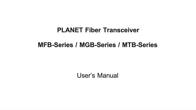 Página 1 del manual Manual de usuario Planet MGB-TL30