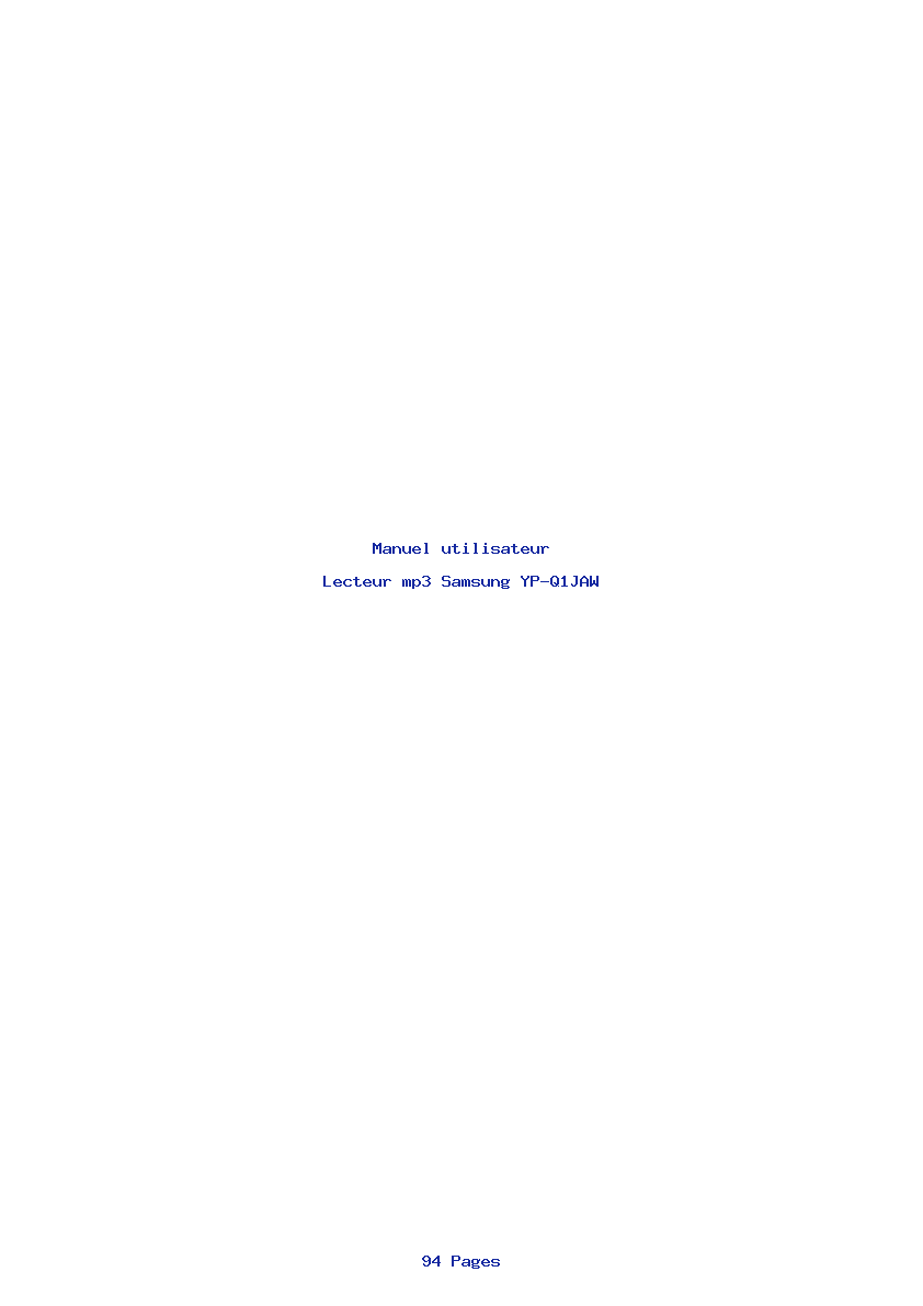 Page 1 de la notice Manuel utilisateur Samsung YP-Q1JAW