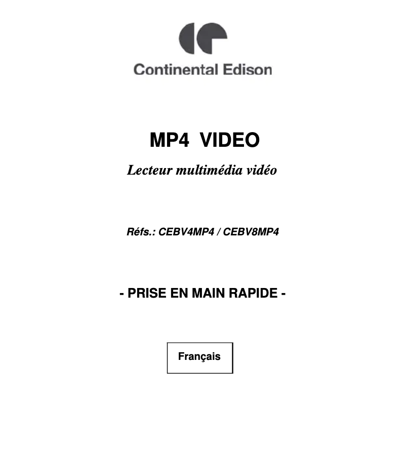 Página 1 del manual Manual de usuario Continental Edison CEBV8MP4