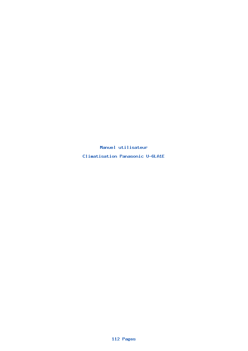Page 1 de la notice Manuel utilisateur Panasonic U-6LA1E
