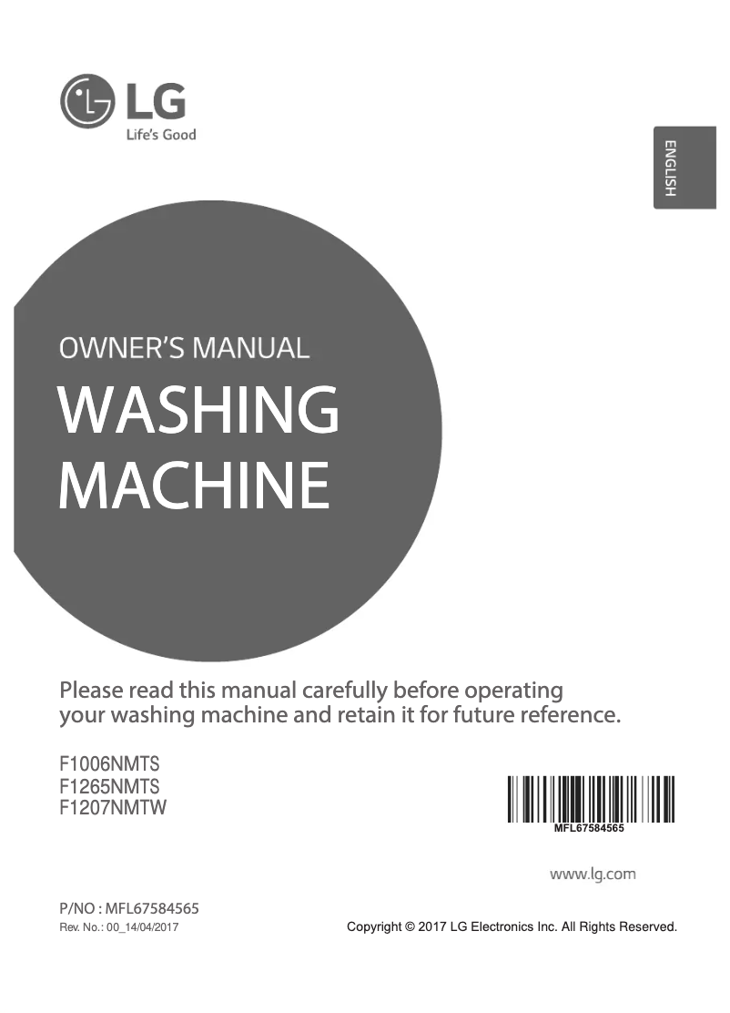 Page 1 de la notice Manuel utilisateur LG F1207NMTW