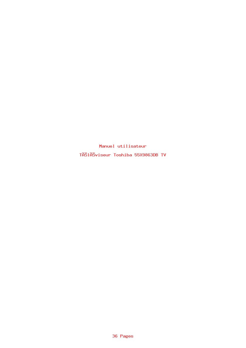 Page 1 de la notice Manuel utilisateur Toshiba 55X9863DB TV
