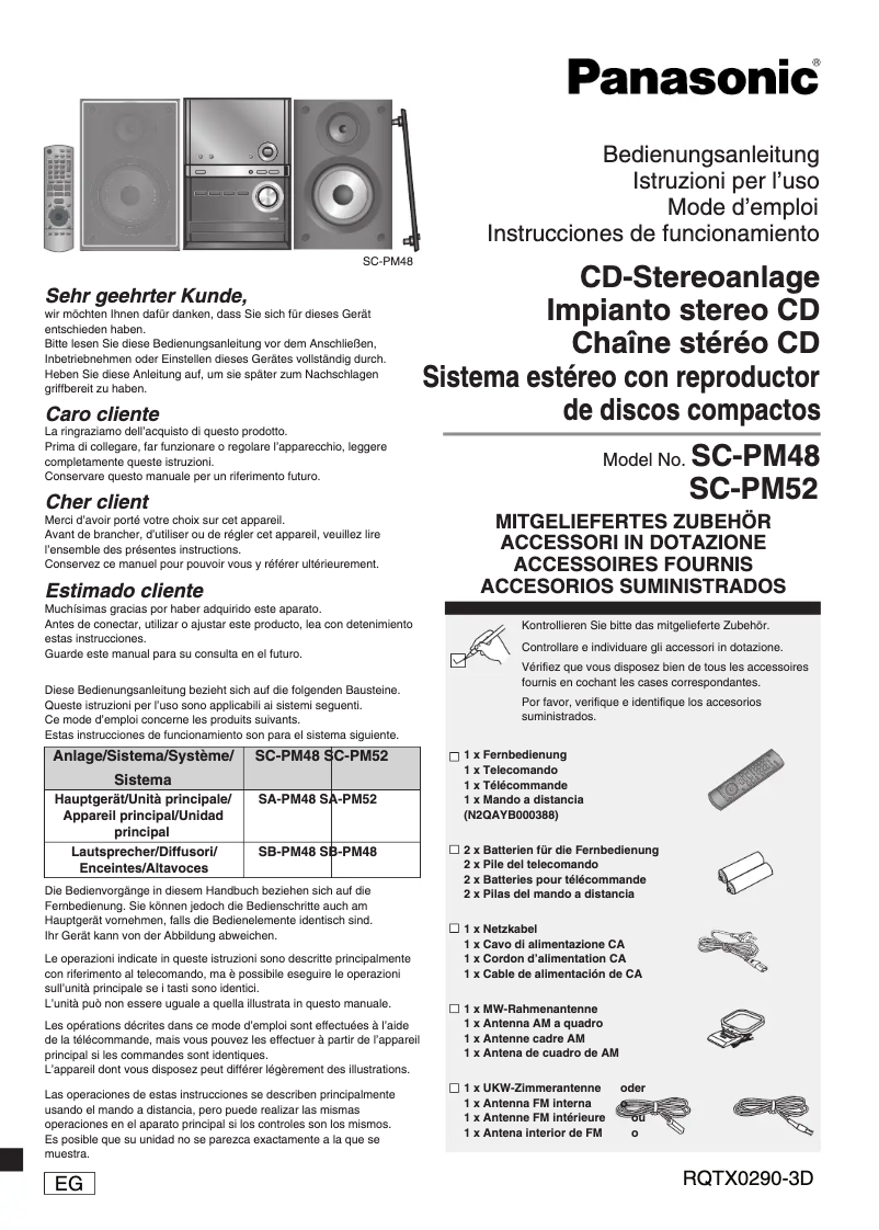 Página 1 del manual Manual de usuario Panasonic SC-PM48