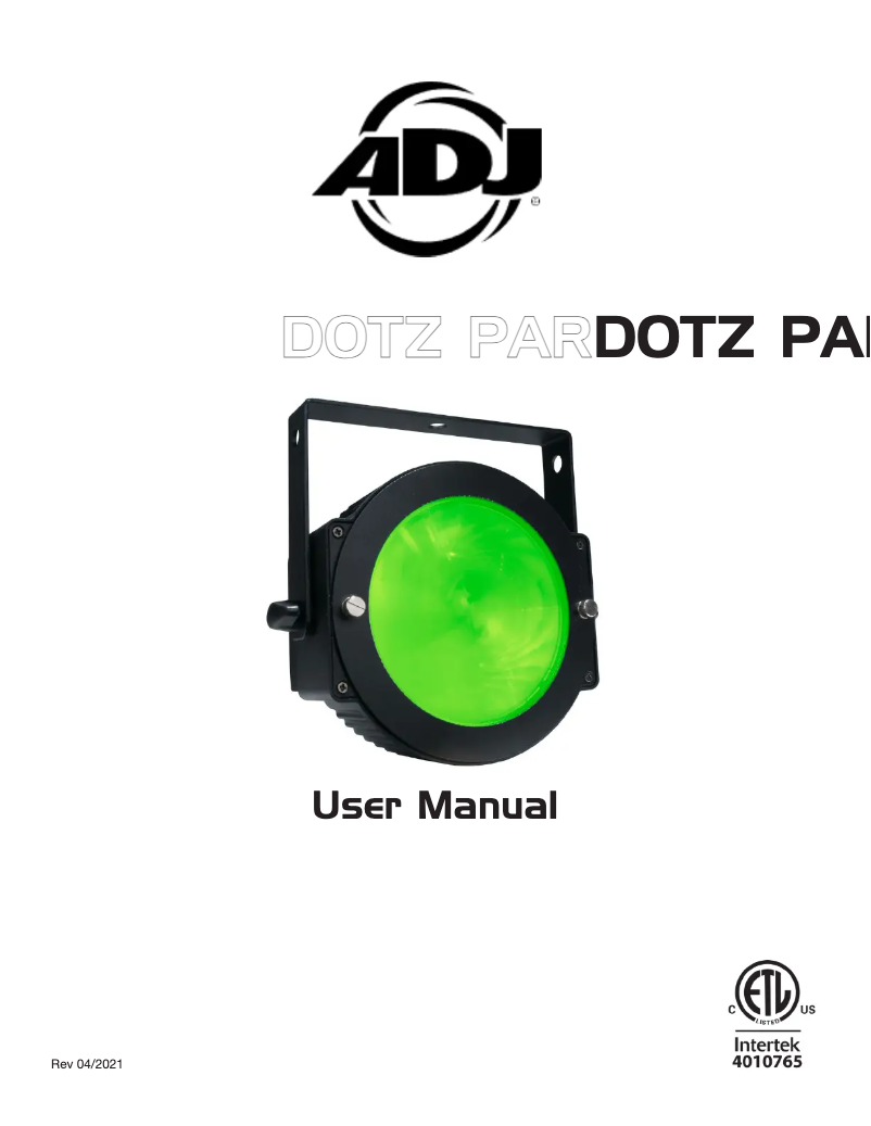 Page 1 de la notice Manuel utilisateur Adj Dotz Par
