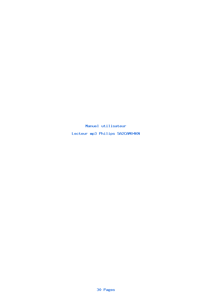 Page 1 de la notice Manuel utilisateur Philips SA2CAM04KN
