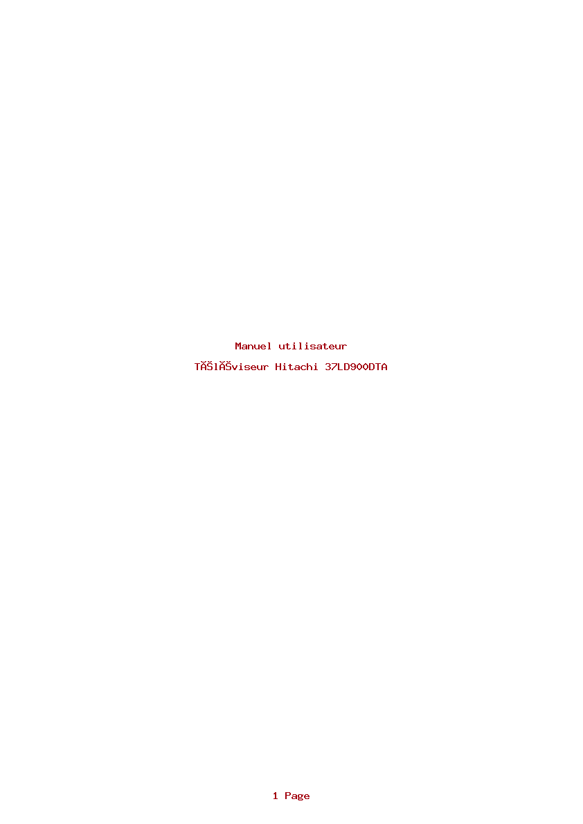 Page 1 de la notice Manuel utilisateur Hitachi 37LD900DTA