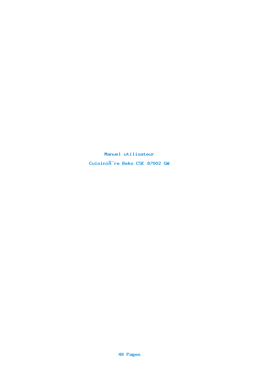 Page 1 de la notice Manuel utilisateur Beko CSE 87002 GW