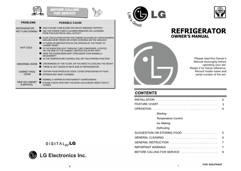 Page 1 de la notice Manuel utilisateur LG GN-231RLK