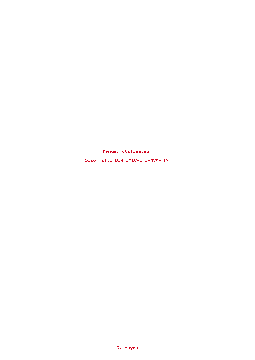 Page 1 de la notice Manuel utilisateur Hilti DSW 3018-E 3x480V PR