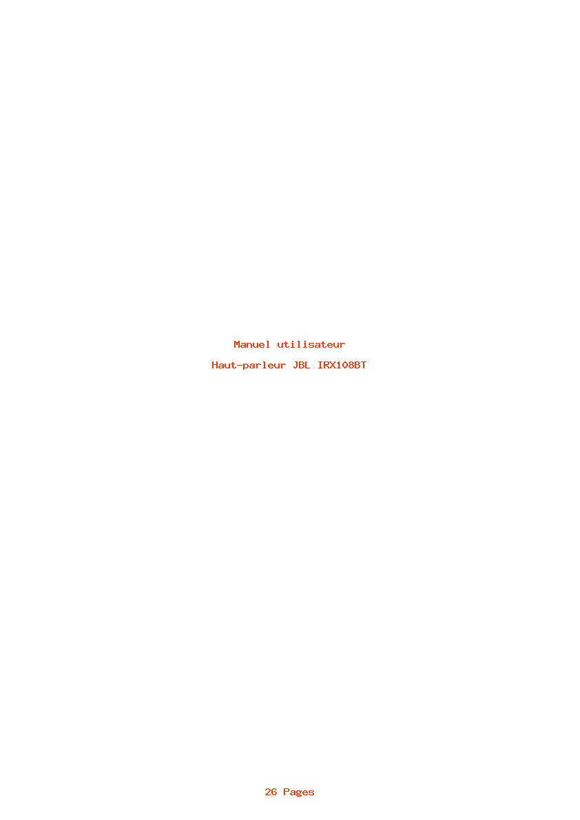 Page 1 de la notice Manuel utilisateur JBL IRX108BT