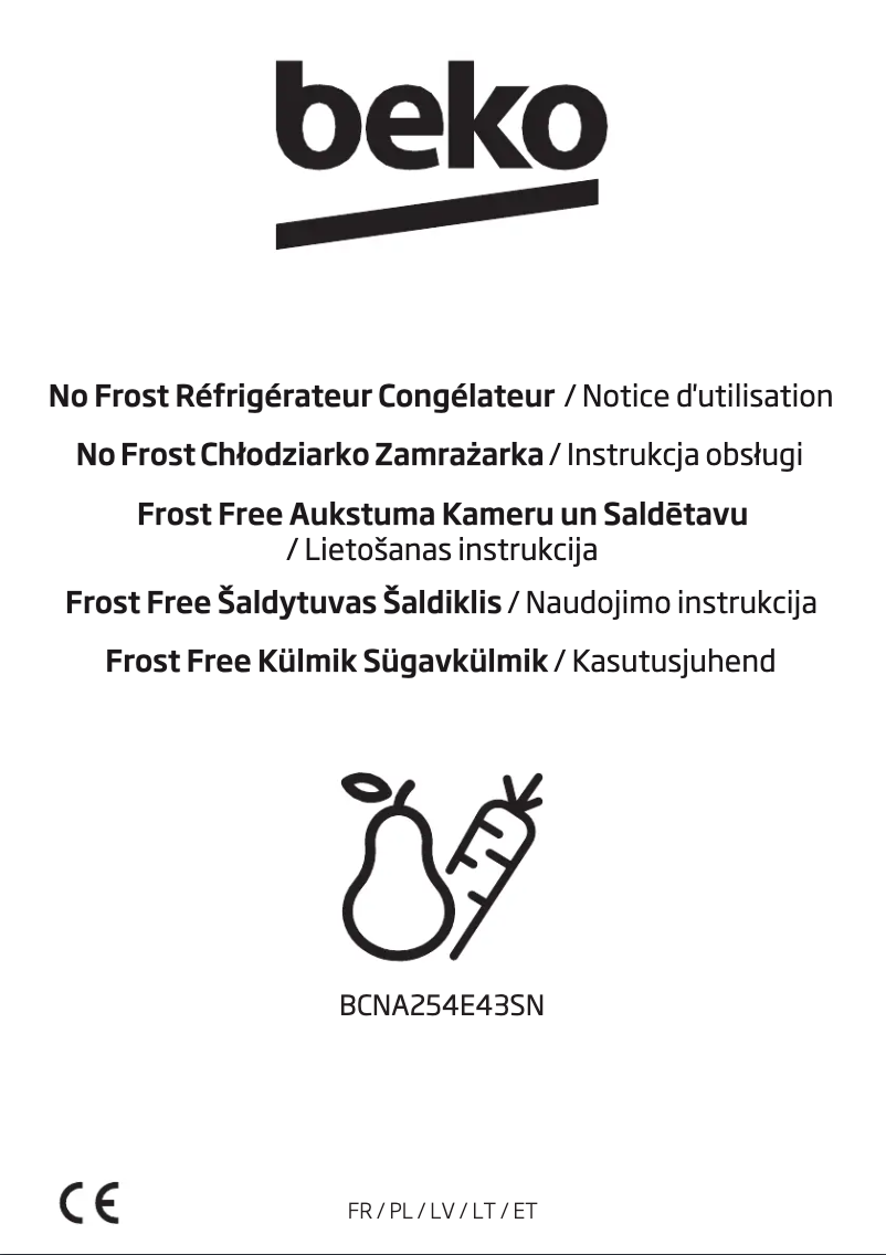 Page 1 de la notice Manuel utilisateur Beko BCNA254E43SN