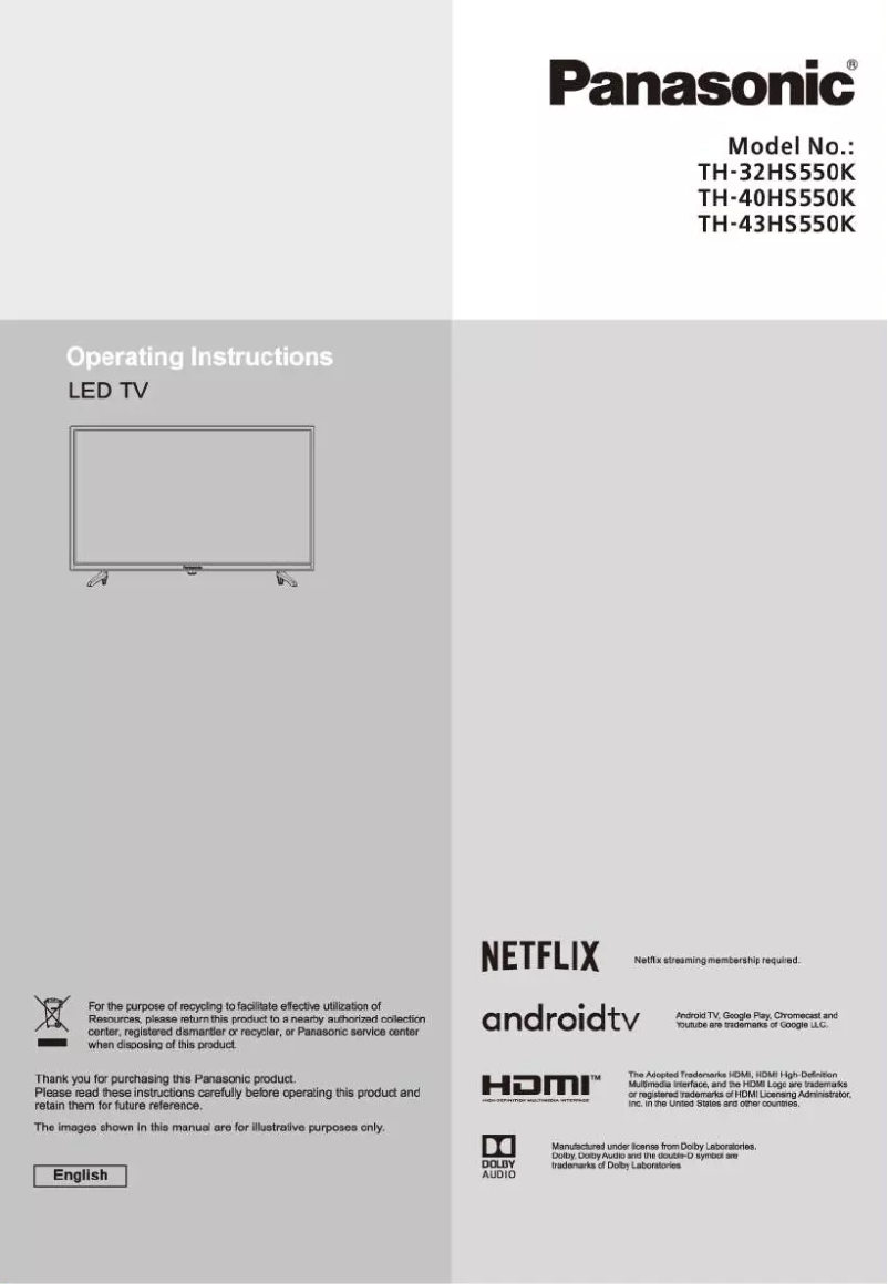 Page 1 of the manual User Manual Panasonic TH-43HS550K