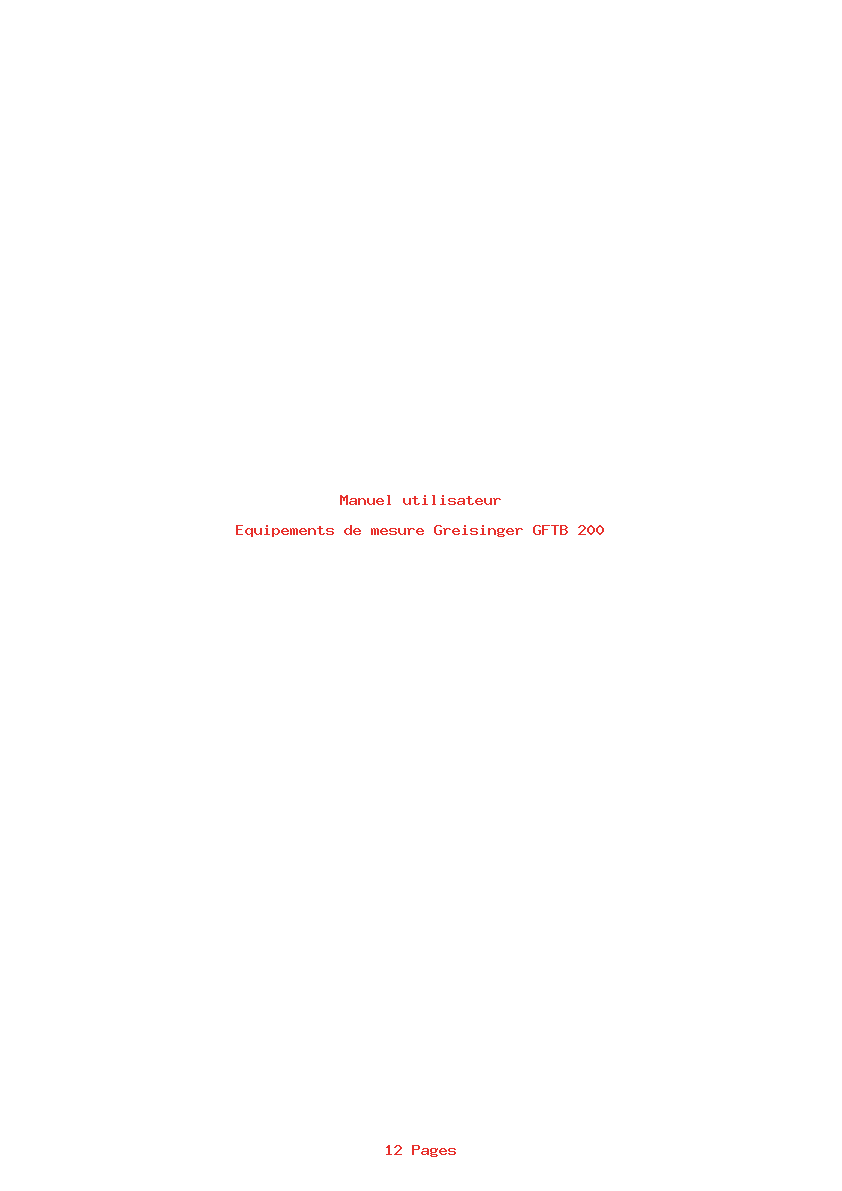 Page 1 de la notice Manuel utilisateur Greisinger GFTB 200