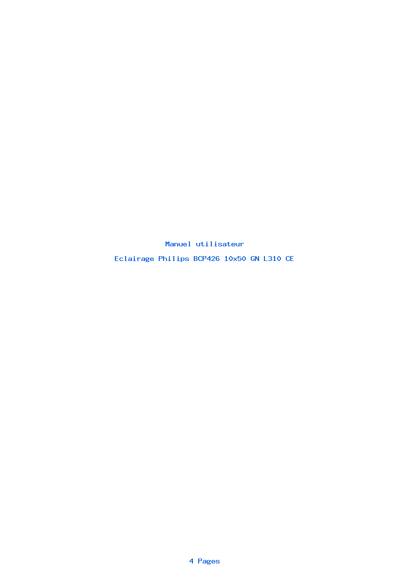 Page 1 de la notice Manuel utilisateur Philips BCP426 10x50 GN L310 CE