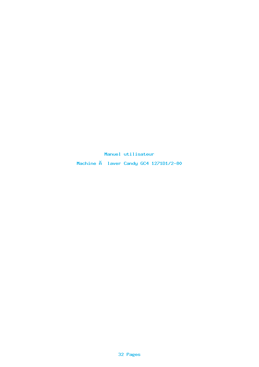 Page 1 de la notice Manuel utilisateur Candy GC4 1271D1/2-80