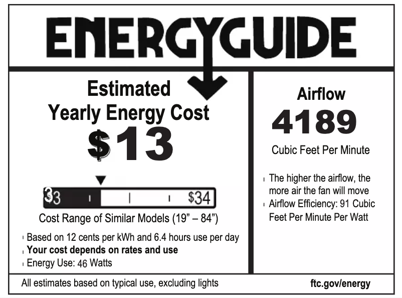 Page 1 de la notice Label énergétique Hunter Sonic 59072