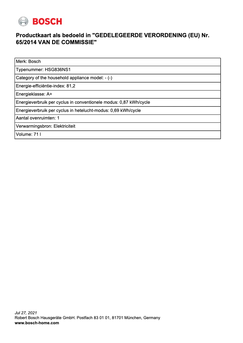 Page 1 de la notice Mode d'emploi Bosch HSG836NS1