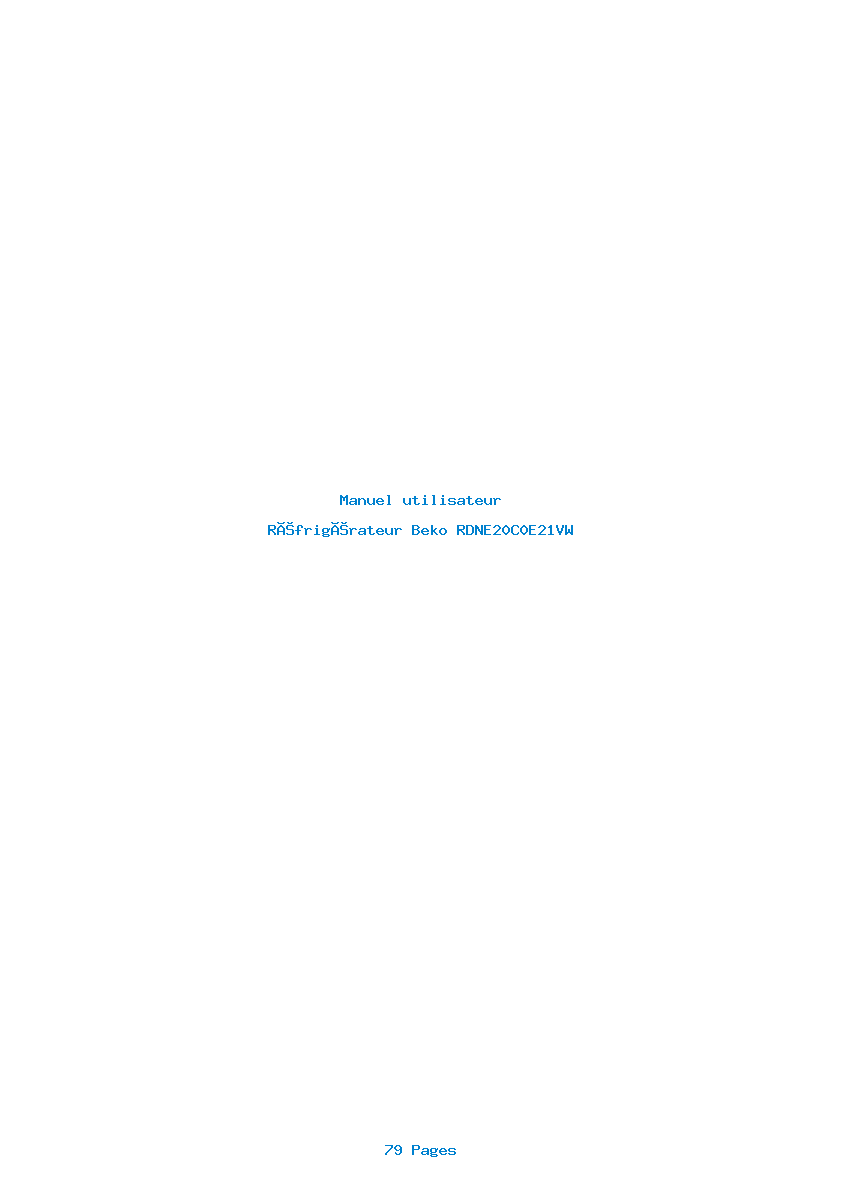 Page 1 de la notice Manuel utilisateur Beko RDNE20C0E21VW