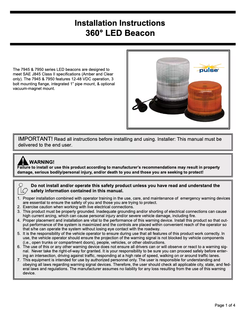 Page 1 de la notice Manuel utilisateur ECCO X7950R