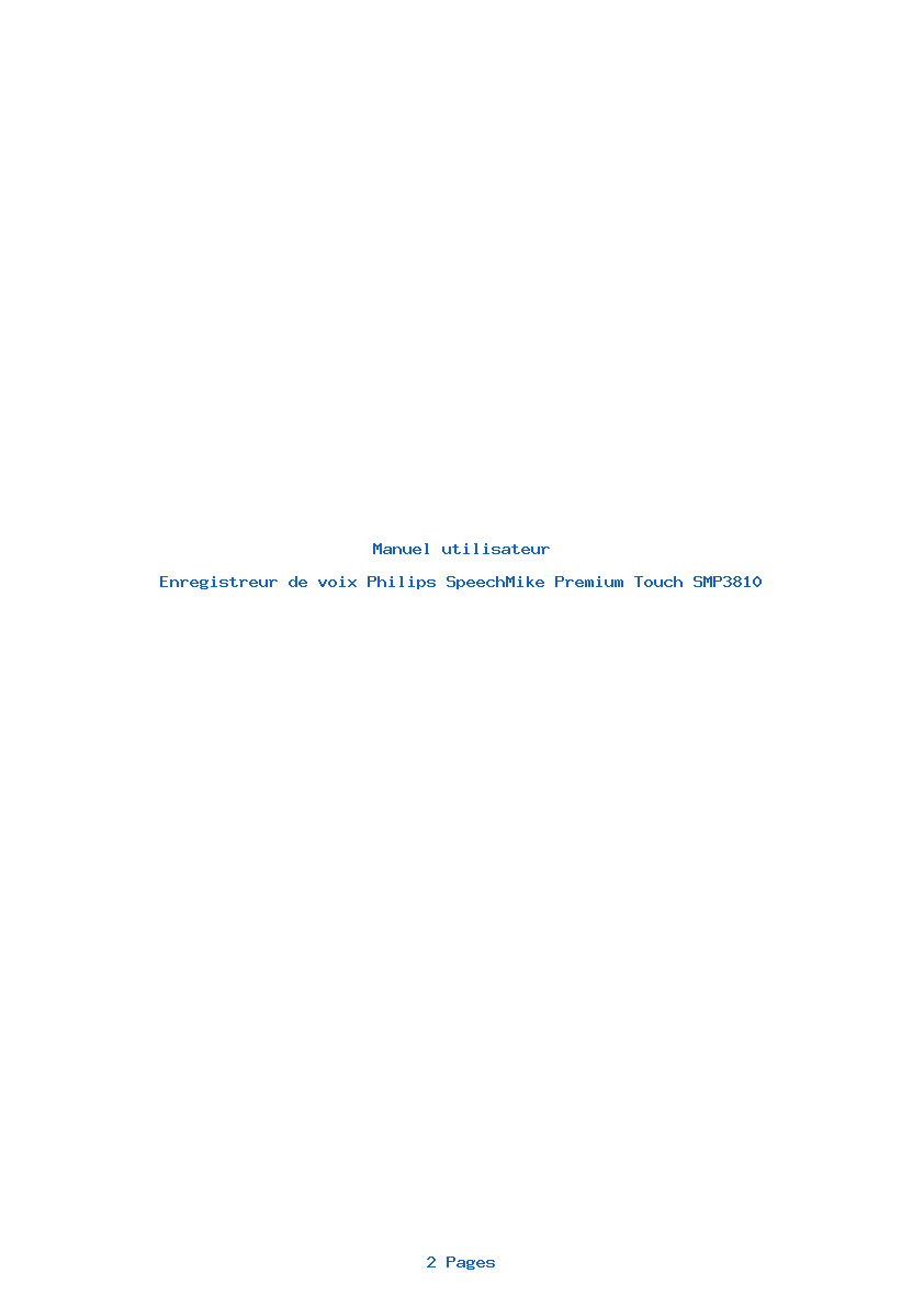 Page 1 de la notice Manuel utilisateur Philips SpeechMike Premium Touch SMP3810