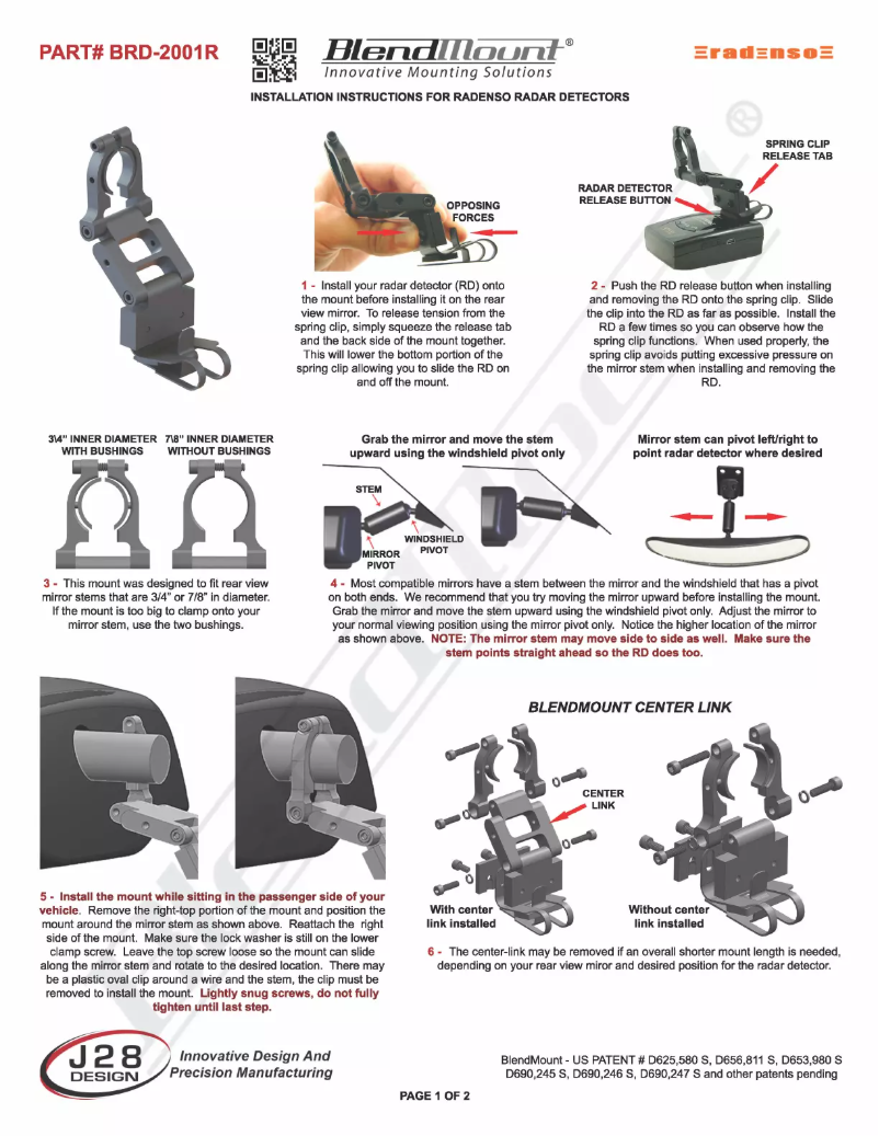 Page 1 de la notice Manuel utilisateur BlendMount BRD-2001R