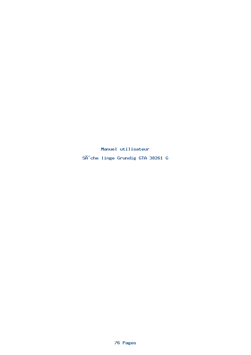 Page 1 de la notice Manuel utilisateur Grundig GTA 38261 G