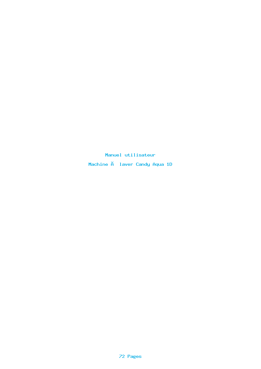 Page 1 de la notice Manuel utilisateur Candy Aqua 1D