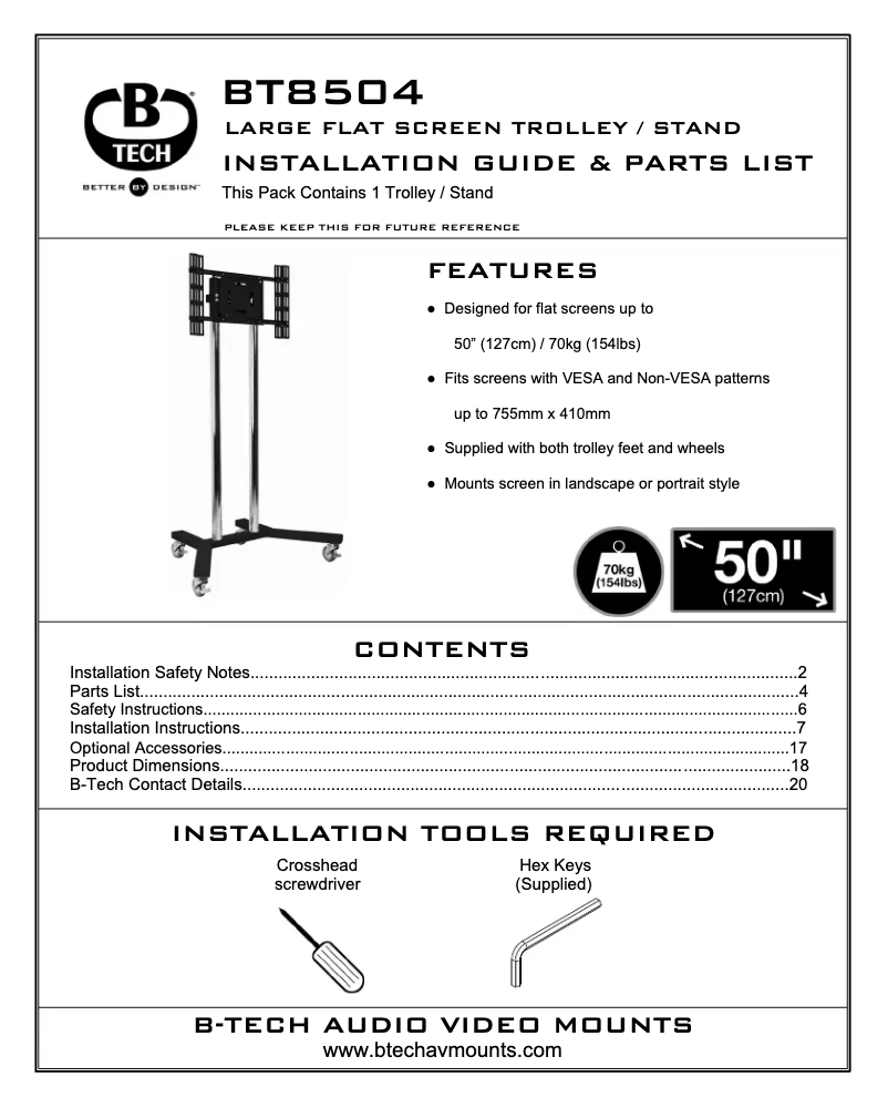 Page 1 of the manual User Manual B-Tech BT8504