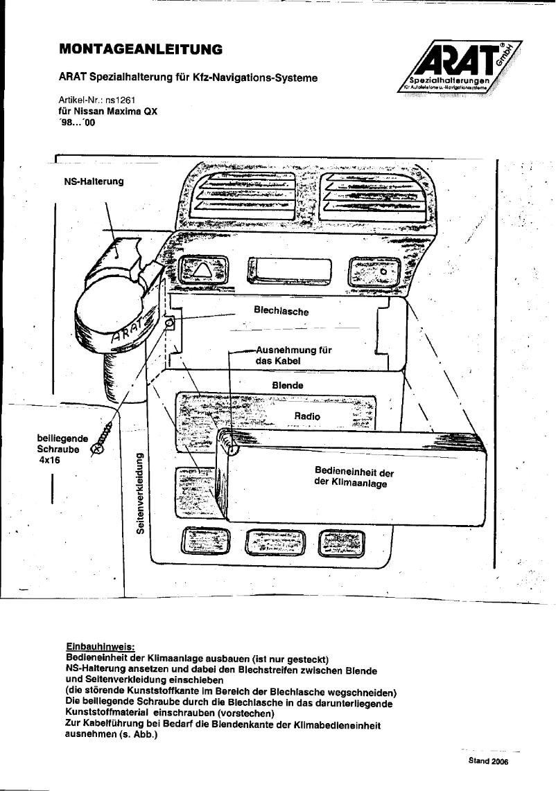 Page 1 de la notice Manuel utilisateur Arat NS1261