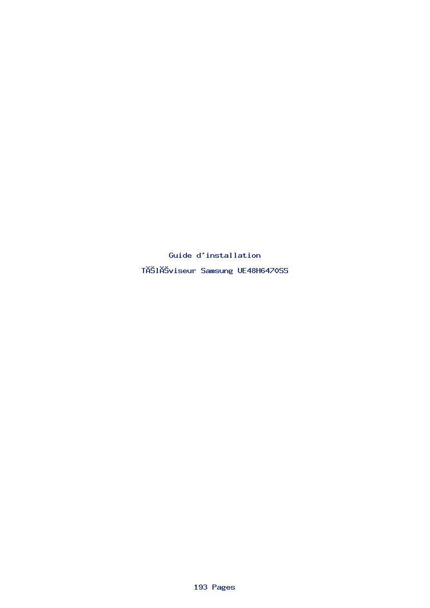Page 1 de la notice Guide d'installation Samsung UE48H6470SS