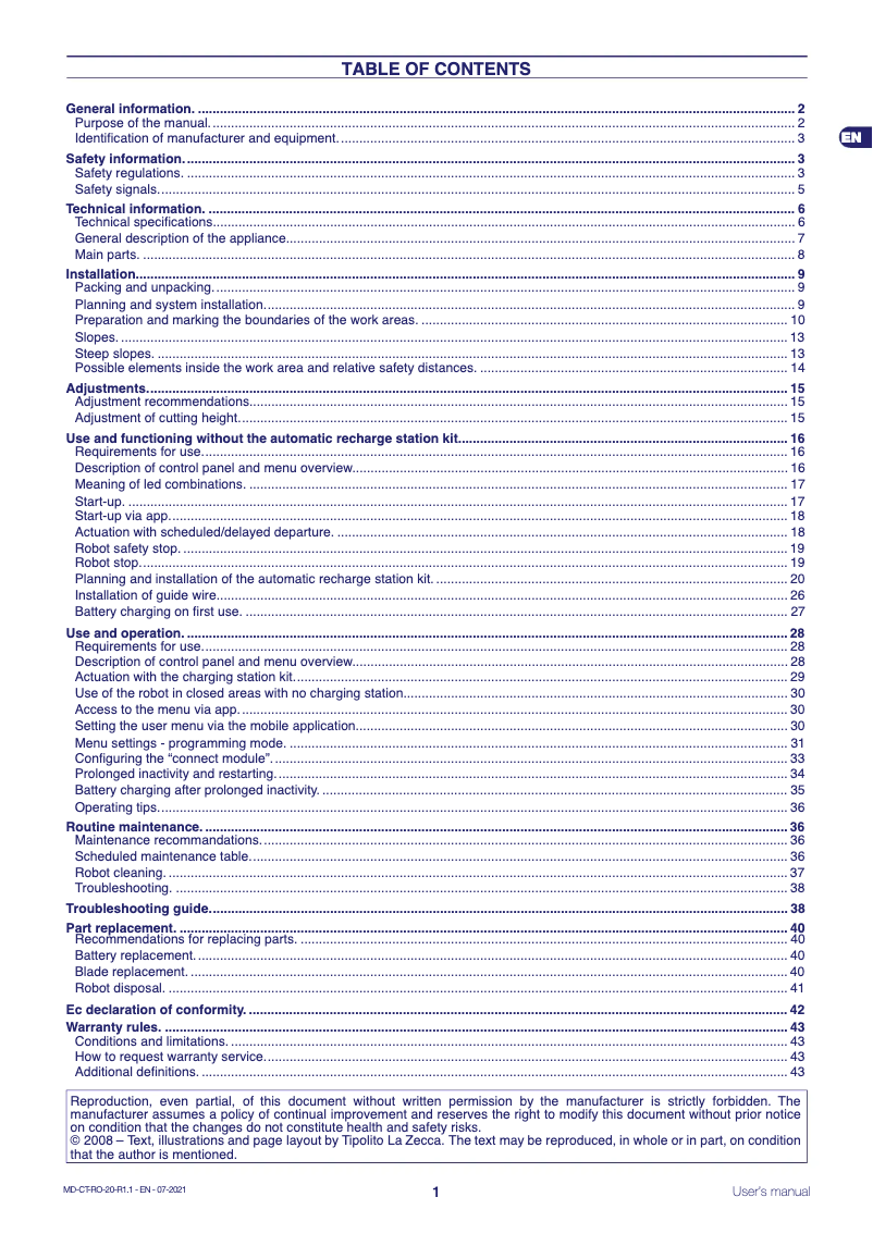 Page 1 de la notice Manuel utilisateur Ambrogio Twenty ZR