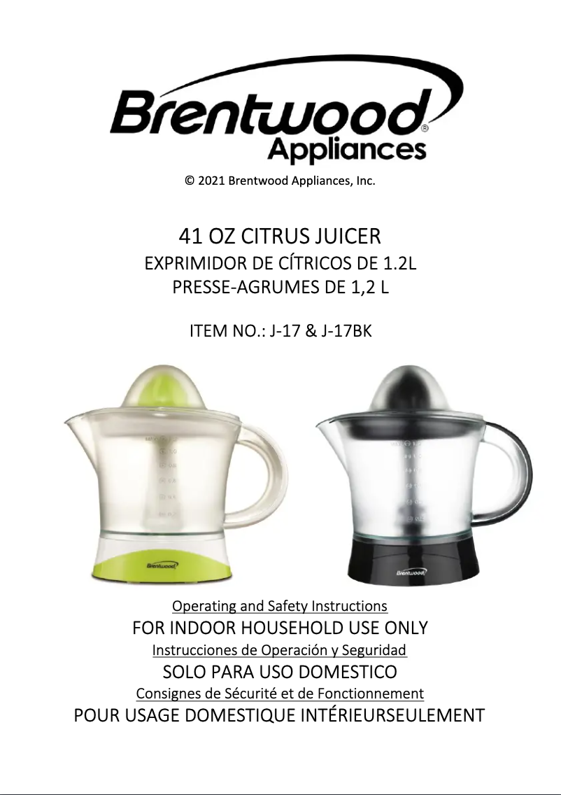Page 1 de la notice Manuel utilisateur Brentwood J-17