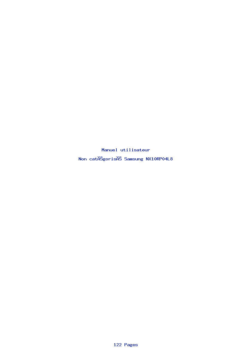 Page 1 de la notice Manuel utilisateur Samsung NX10RP04L8