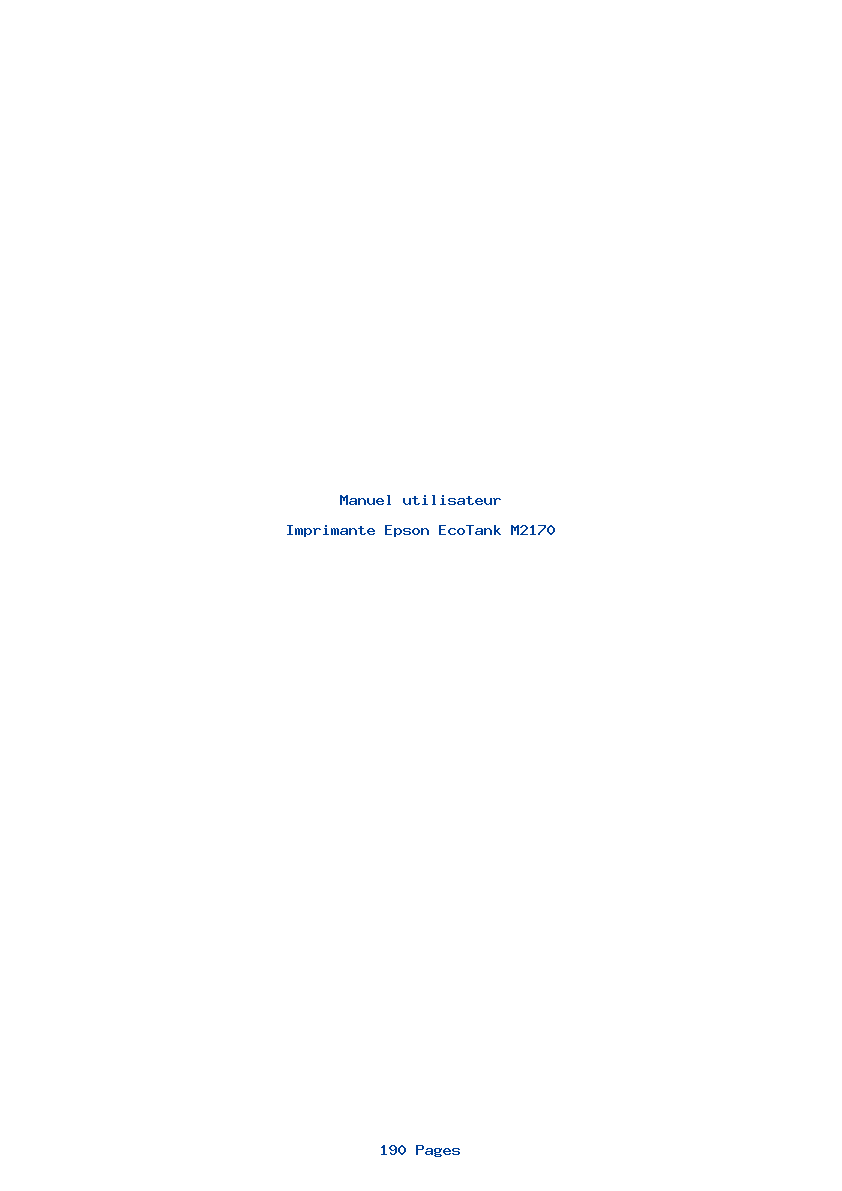 Page 1 de la notice Manuel utilisateur Epson EcoTank M2170