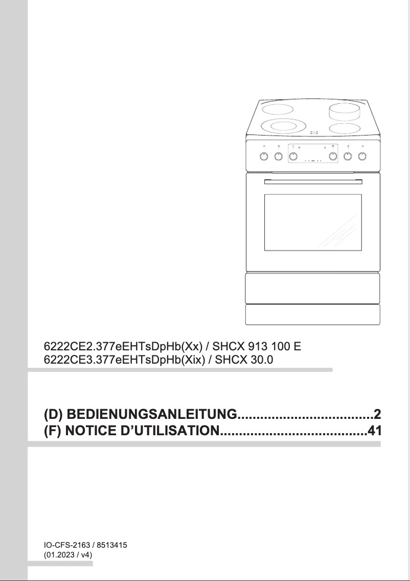 Page 1 de la notice Manuel utilisateur Amica SHCX 30.0