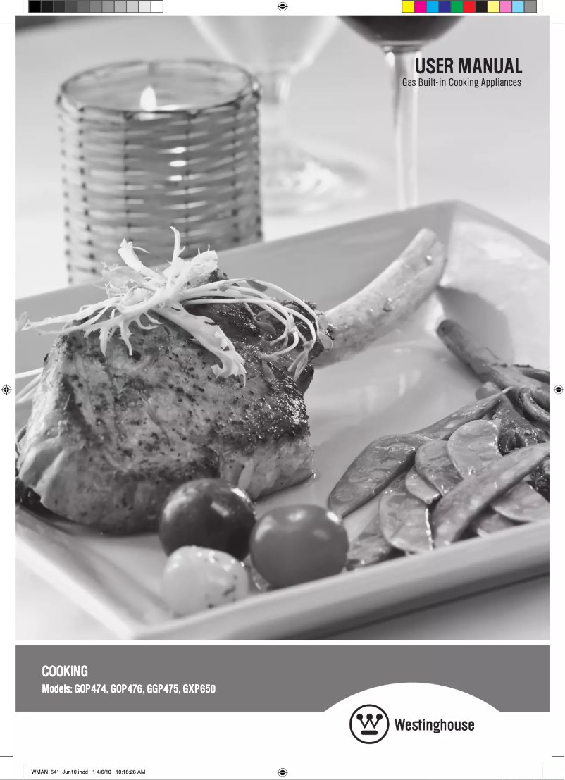 Page 1 de la notice Manuel utilisateur Westinghouse GOP474S