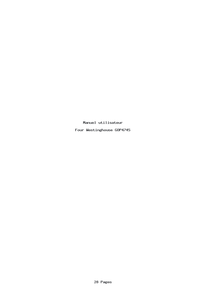 Page 1 de la notice Manuel utilisateur Westinghouse GOP474S