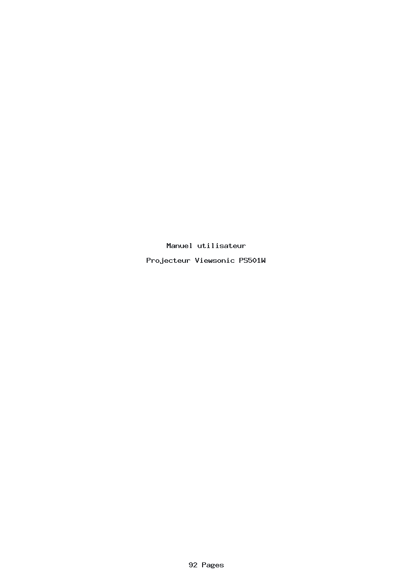 Page 1 de la notice Manuel utilisateur Viewsonic PS501W