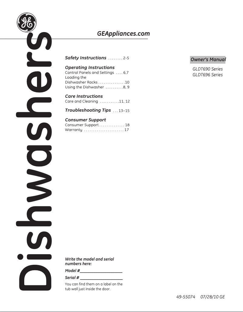 Page n°1 - Manuel d'utilisation et d'entretien GE GLDT690TBB