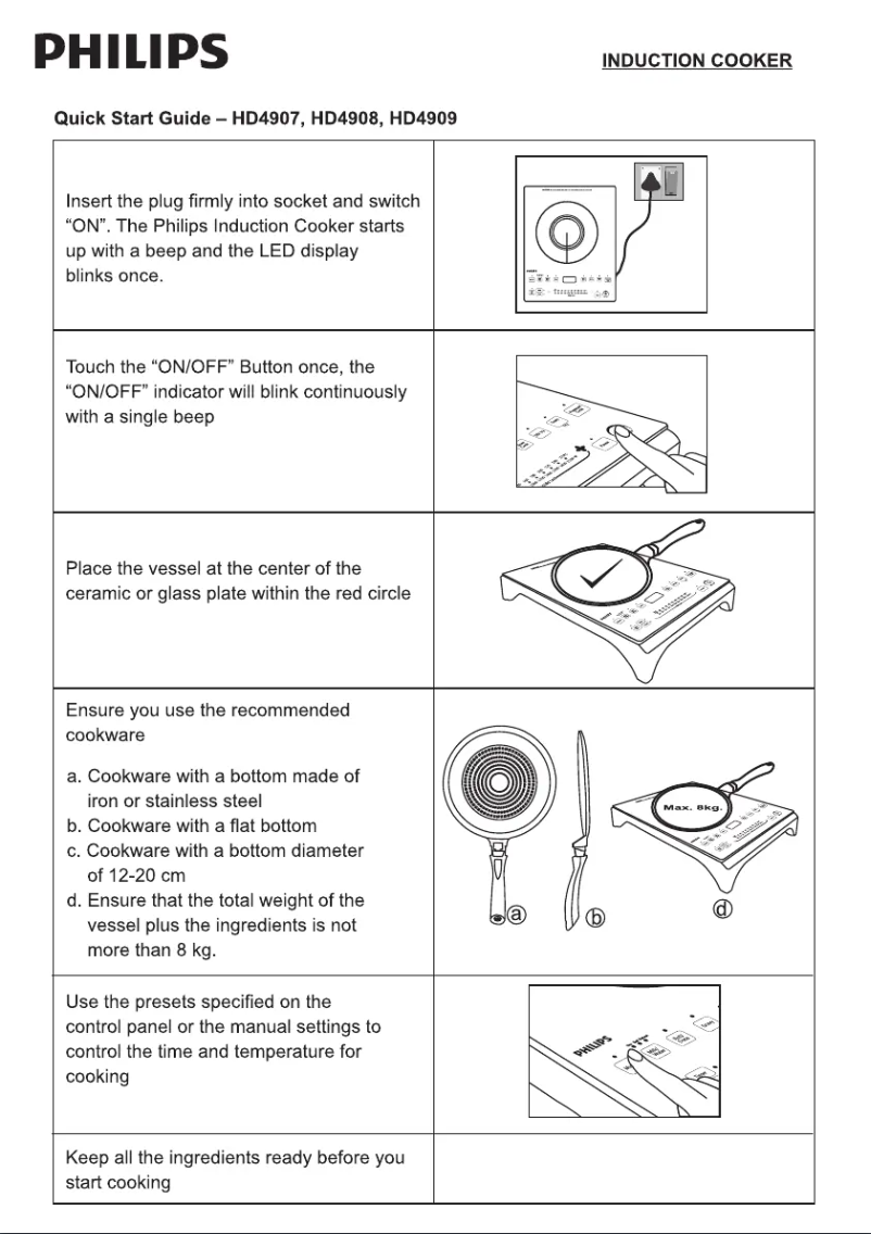 Page 1 de la notice Guide de démarrage rapide Philips HD4908