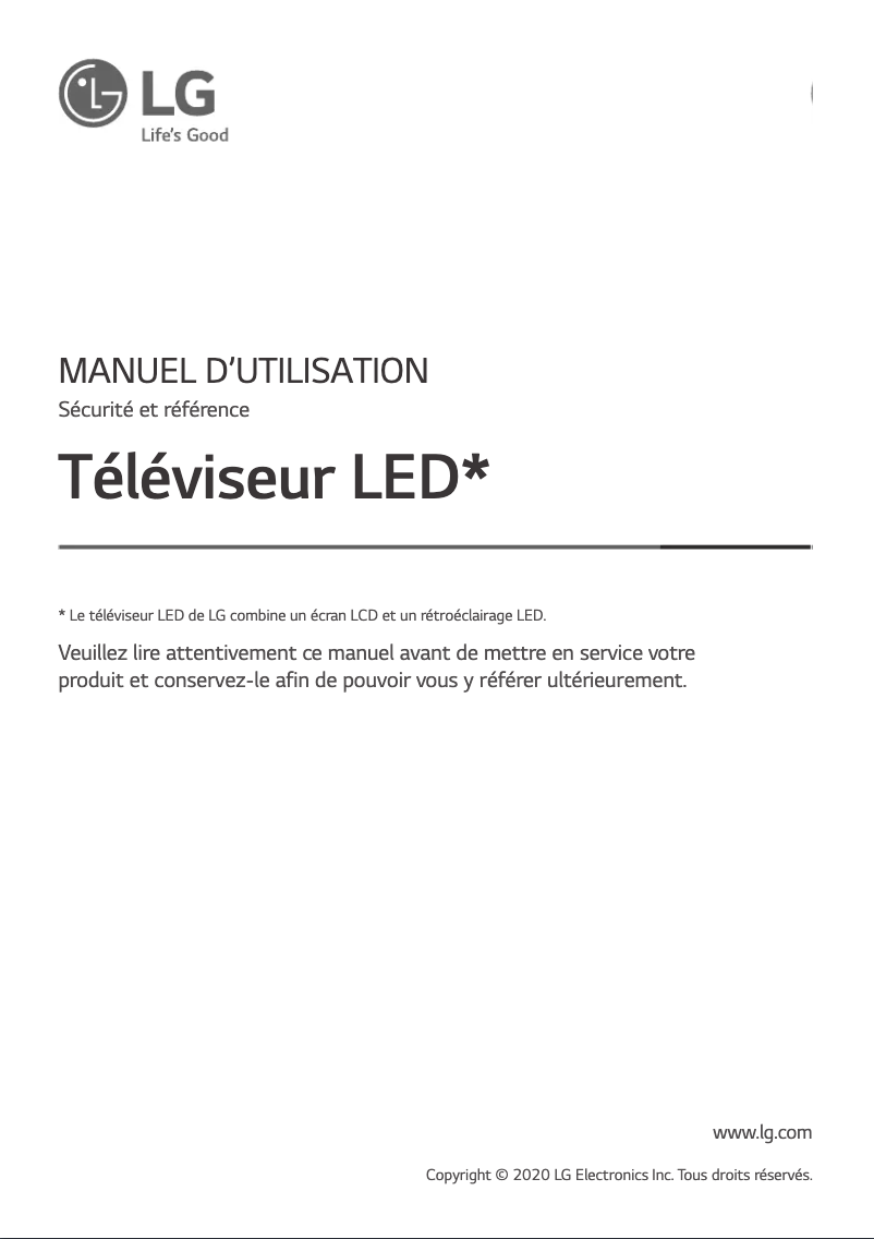 Page 1 de la notice Manuel utilisateur LG 50NANO796NE