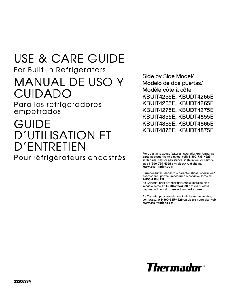 Page 1 de la notice Manuel utilisateur Thermador KBUDT4265E