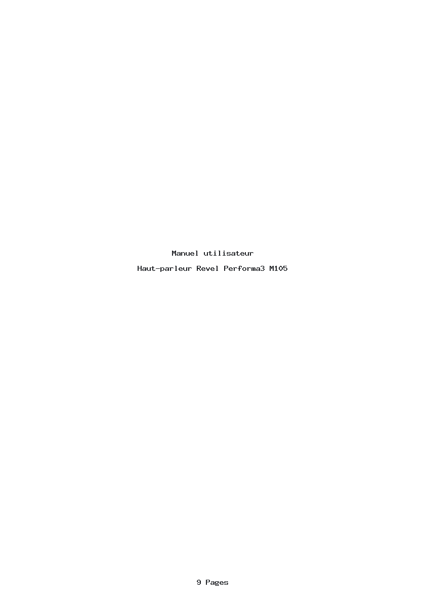 Page 1 de la notice Manuel utilisateur Revel Performa3 M105