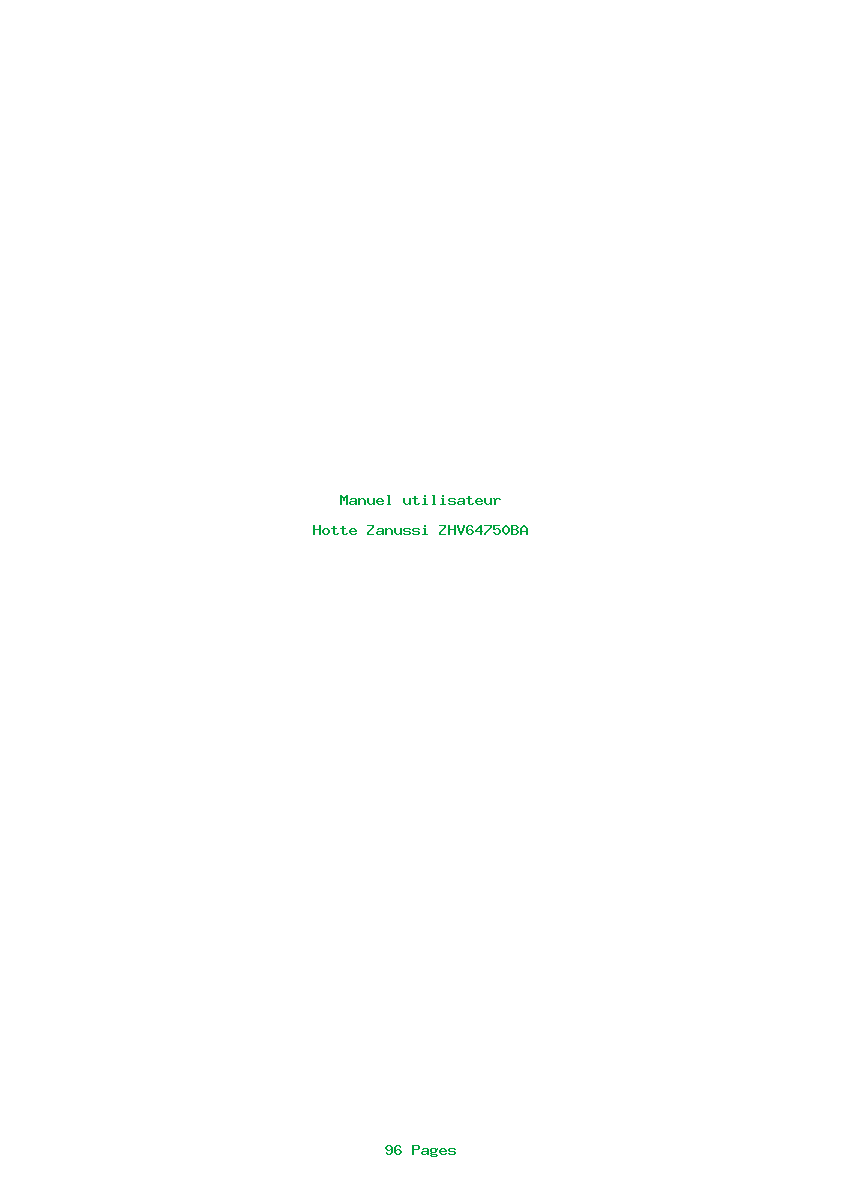 Page 1 de la notice Manuel utilisateur Zanussi ZHV64750BA