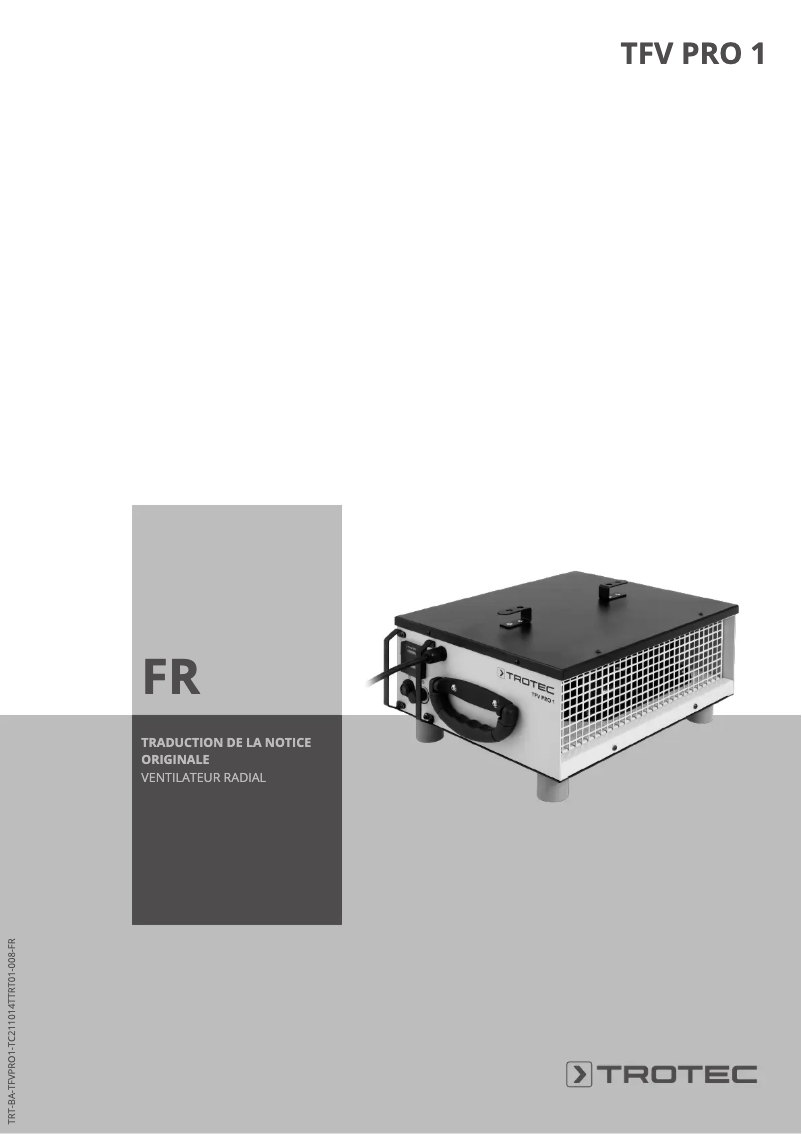 Page 1 de la notice Manuel utilisateur Trotec TFV Pro 1