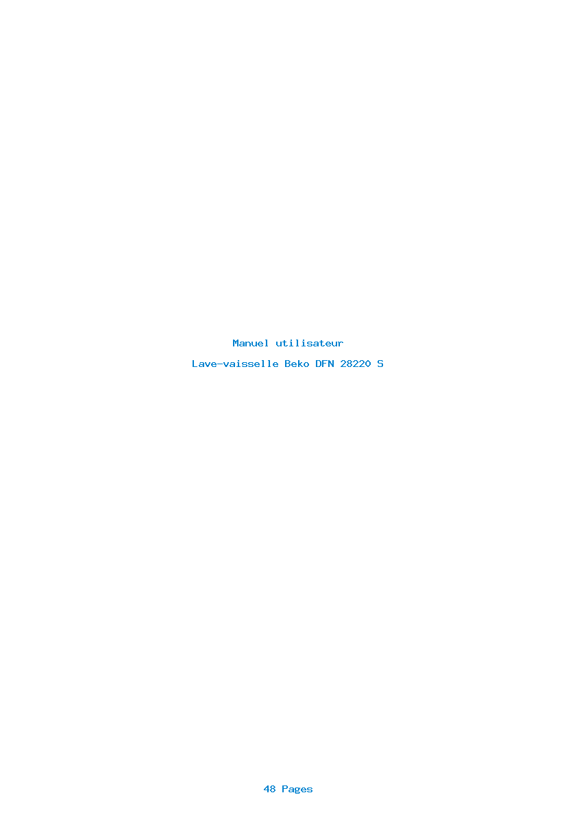 Page 1 de la notice Manuel utilisateur Beko DFN 28220 S