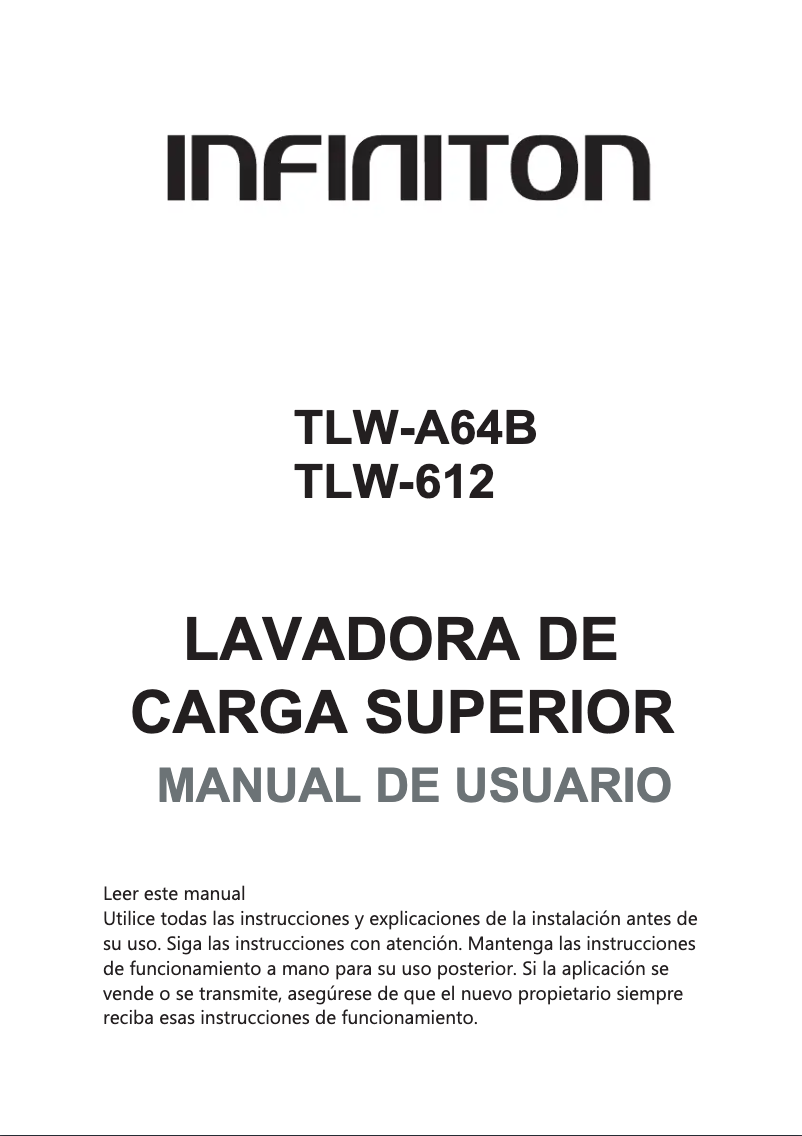 Página 1 del manual Manual de usuario Infiniton TLW-A64B